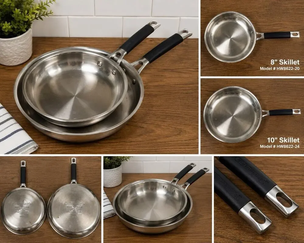 Cuisinart Stainless Steel Skillet Fry Pan Set 8” & 10” HW8622-20 24